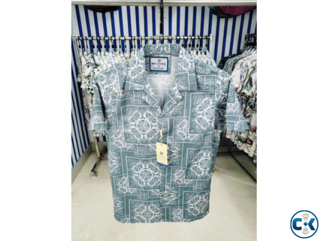 Pure Cotton Half Sleeve Print Shirt for Men s large image 2