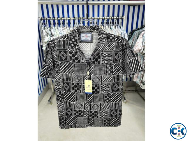 Pure Cotton Half Sleeve Print Shirt for Men s large image 3