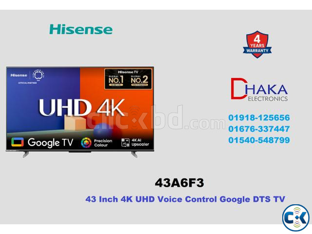 Hisense 43 inch 43A6F3 UHD 4K Google DTS TV large image 1