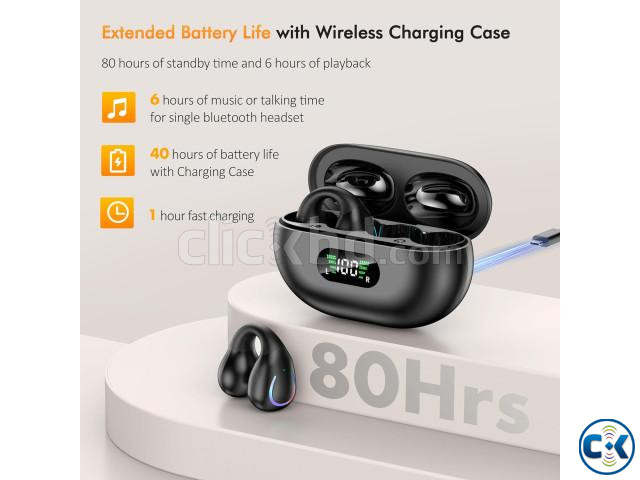 Clip On Bone Conduction ANC Gaming Earbuds with LED Display large image 2