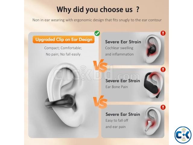 Clip On Bone Conduction ANC Gaming Earbuds with LED Display large image 3