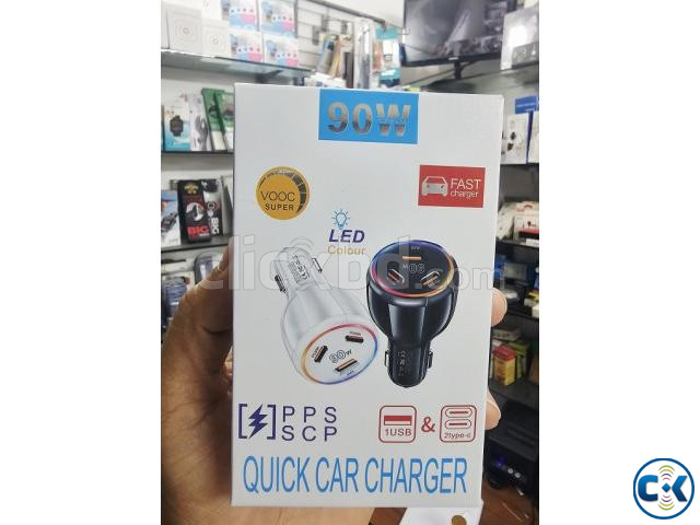 90W Quick Car Charger 1 USB 2 Port Type-C large image 1