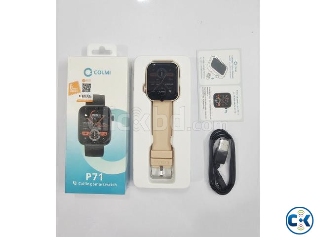 Colmi P71 Blue Calling Smartwatch Gold large image 2