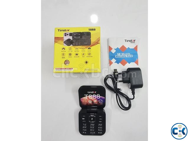Tinstar T888 Folding Flip Phone Dual Sim Black large image 1