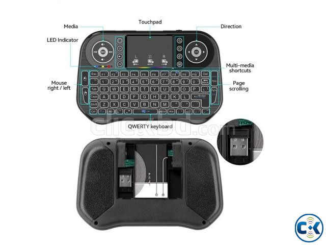 i10 Wireless Bluetooth Mini Keyboard Backlit 7 Color Dual Mo large image 4