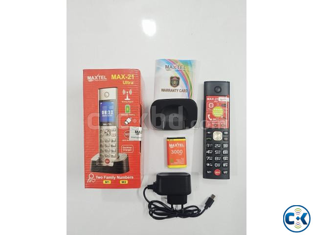 MAXTEL MAX21 Ultra Cordless Phone Dual Sim Black large image 1