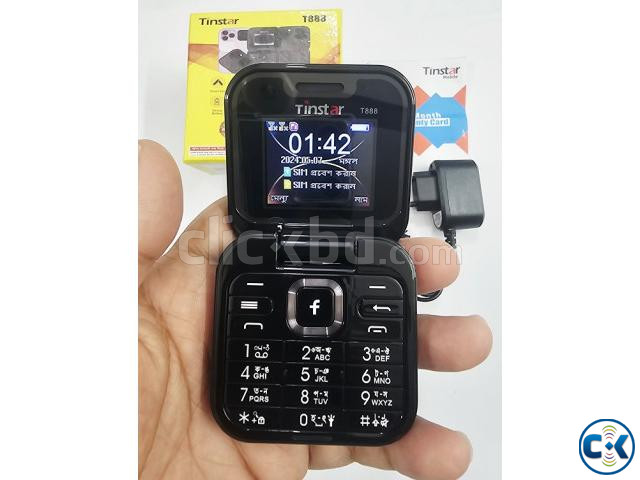 Tinstar T888 Folding Flip Phone Dual Sim Black large image 3