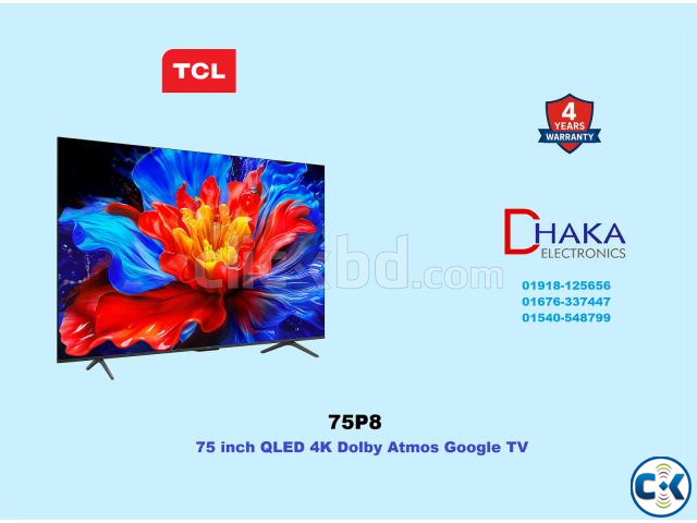TCL 75 inch 75P8K QLED 4K Smart Google TV Official large image 0