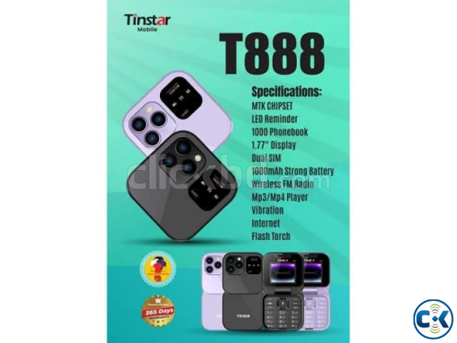 Tinstar T888 Dual Sim Standby Box Shape Folding Button phone large image 1