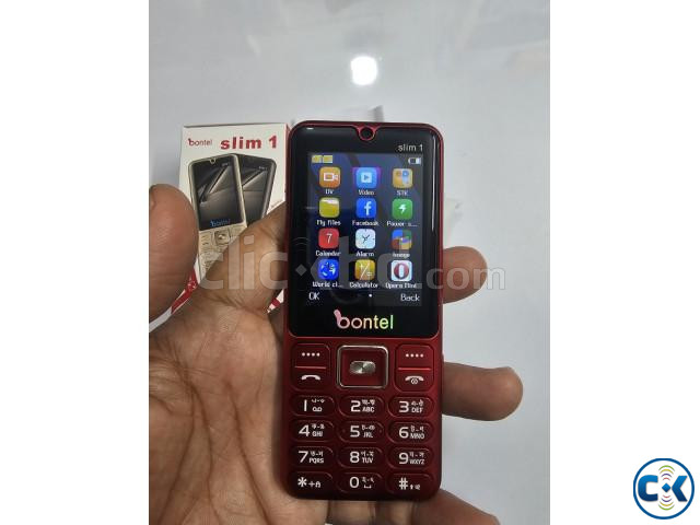 Bontel Slim 1 Metal Button Phone Dual Sim Red large image 3