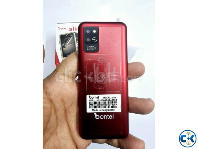 Bontel Slim 1 Metal Button Phone Dual Sim Red large image 1