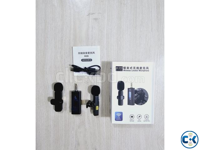 K35 Pro Dual Mic Wireless Microphone For Smartphone DSLR large image 2
