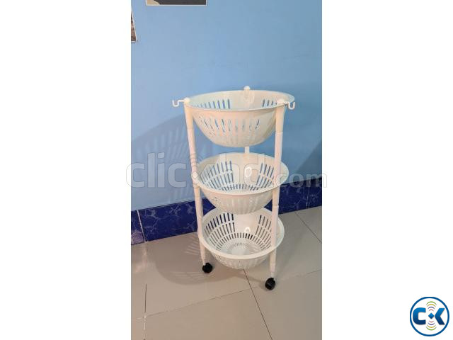3 Layer Food Storage Rack with Wheels large image 4