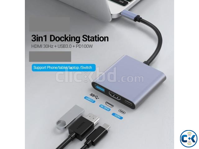 3 In 1 Multiport Adapter USB Type C HDMI USB 3.1 Converter large image 1
