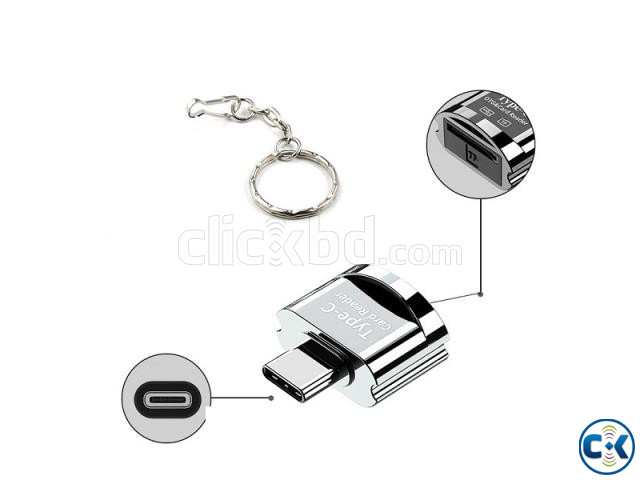 Mini Type-C OTG Card Reader With keychain Holder large image 0