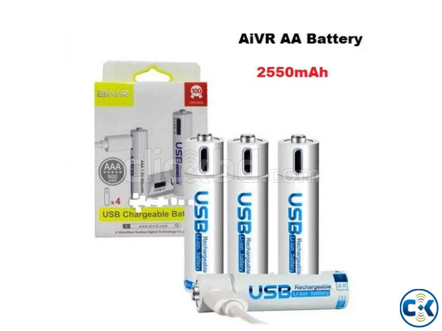 AiVR AA Rechargeable Battery 2550mAh Charger Battery 4pc large image 0