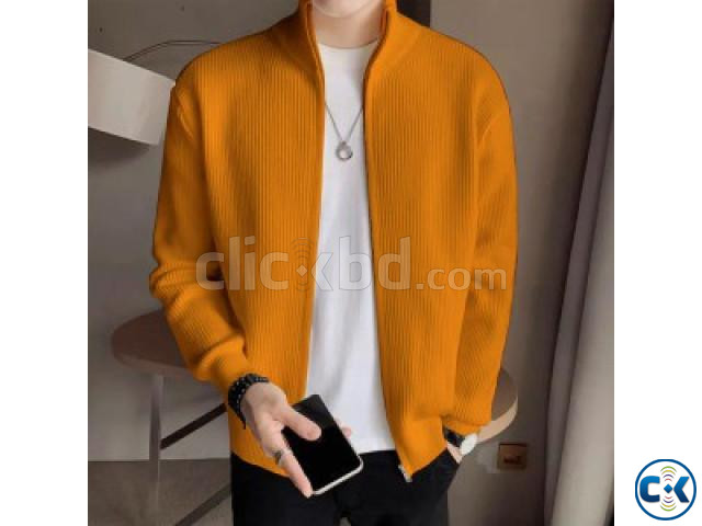 Men s Rib jacket Bottle Green Colour Full Zipper  large image 2