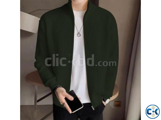 Men s Rib jacket Bottle Green Colour Full Zipper  large image 4