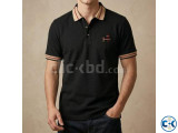 Premium Black Polo Shirt with Contrast Stripes