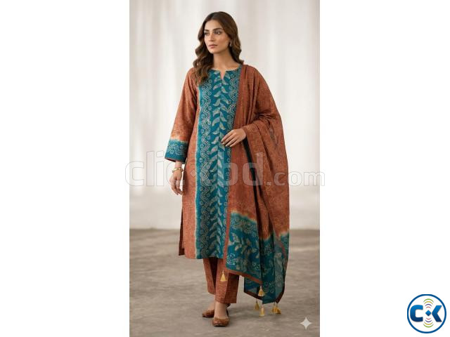 Unstitch Silk Batik Three Piece বাটিক থ্রি পিস। large image 1