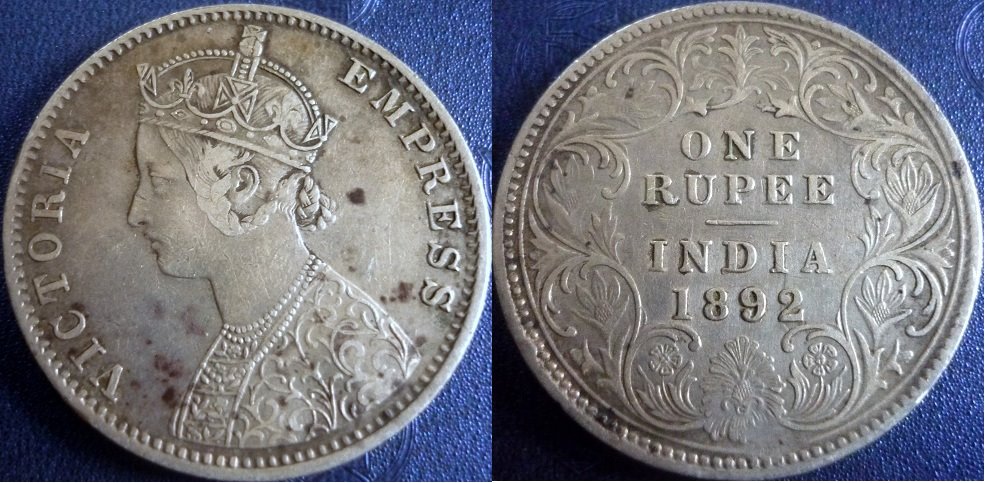 ANTIQUE SILVER COIN INDIA 1 RUPEE BRITISH PERIOD  large image 0