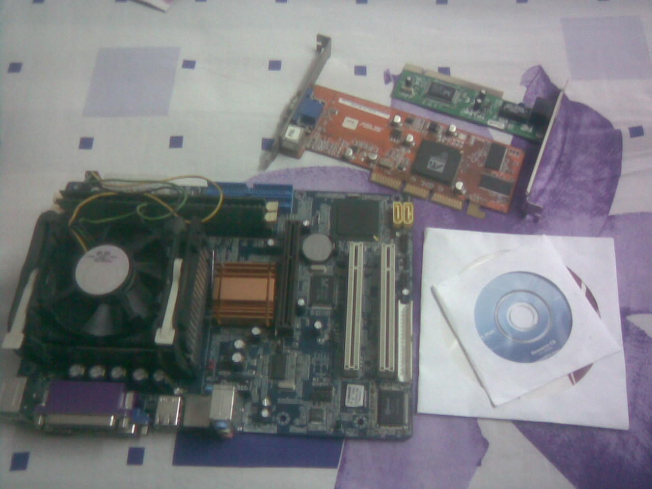 mainboard with ram agp processor lan card large image 0