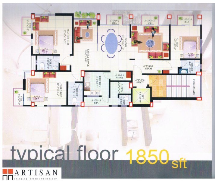 Luxurious apartment in Banani size 1850sft Each. large image 3
