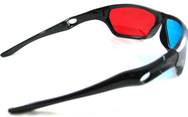 Blue Red Cyan Plastic Framed 3D Glasses 3 D Dimensional large image 0