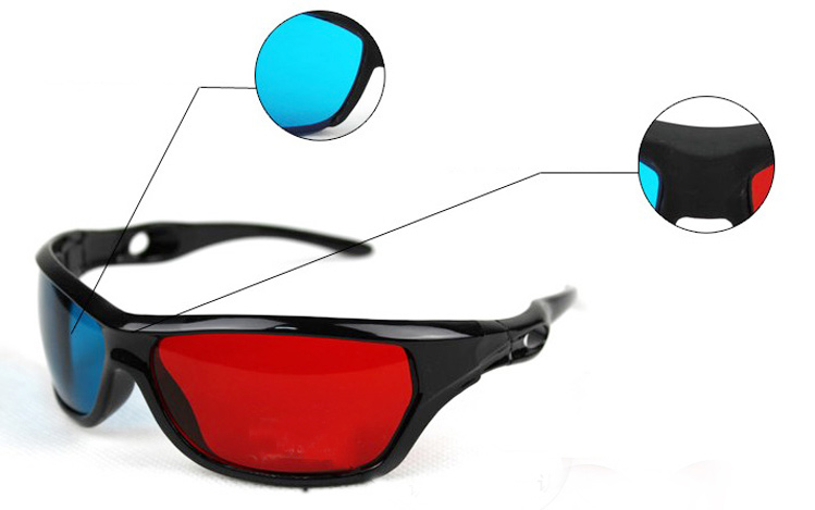 Blue Red Cyan Plastic Framed 3D Glasses 3 D Dimensional large image 1