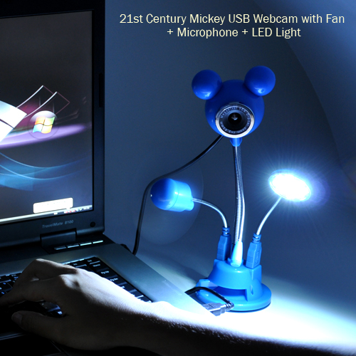 Mickey USB Webcam Fan Microphone LED Light-nimbusbd.com large image 0