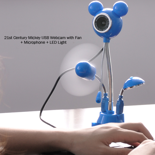 Mickey USB Webcam Fan Microphone LED Light-nimbusbd.com large image 1