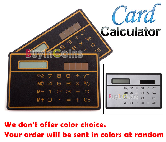 Mini Slim Credit Card Solar Power Pocket Calculator large image 0