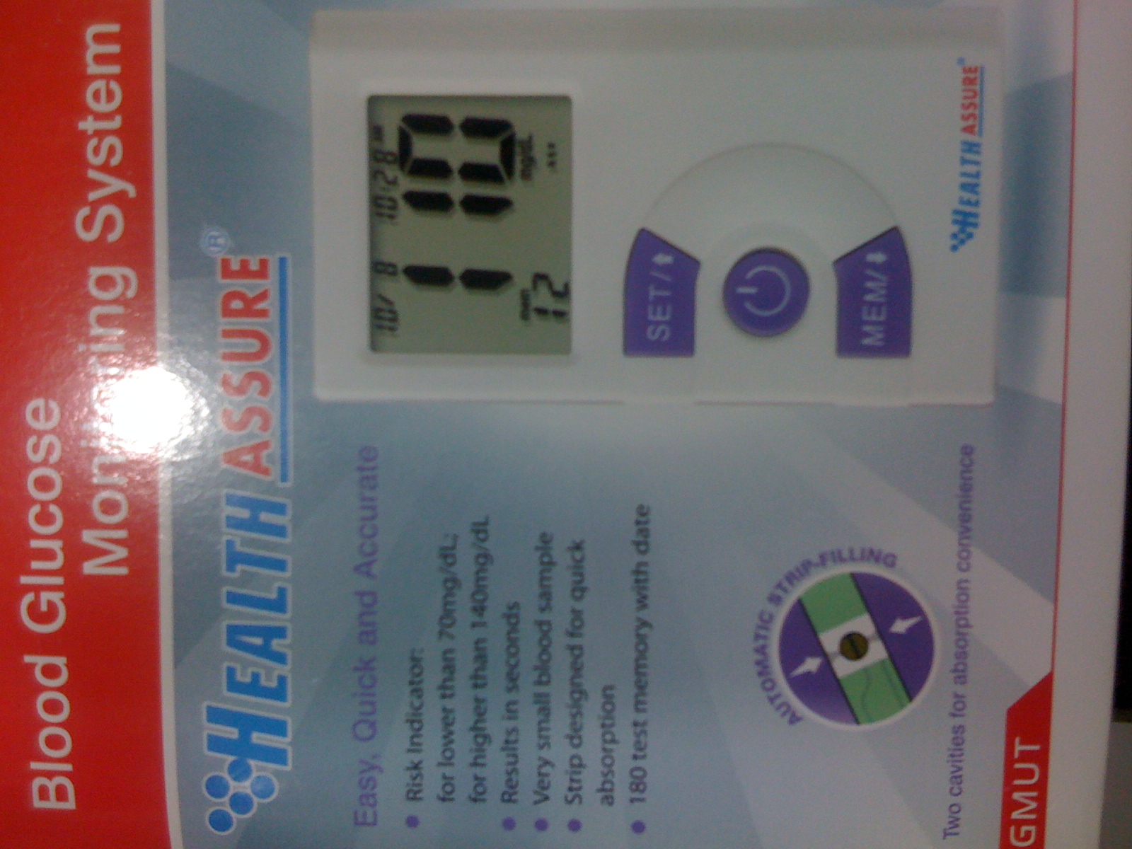 HEALTH ASSURE BLOOD GLUCOSE METER large image 0