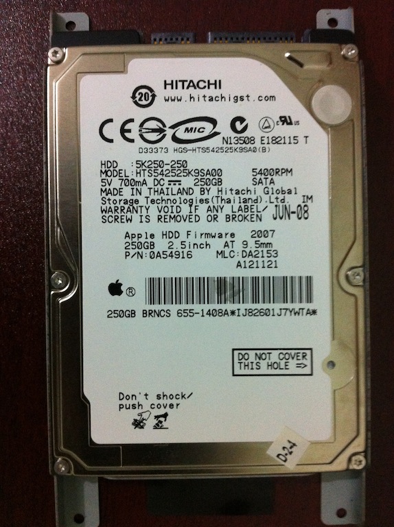 Hitachi 250Gb internal Sata Laptop Hard Disc large image 0