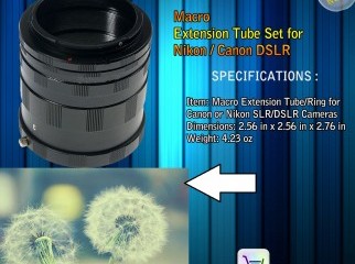 MACRO EXTENSION TUBE RING FOR CANON OR NIKON SLR DSLR CAMERA