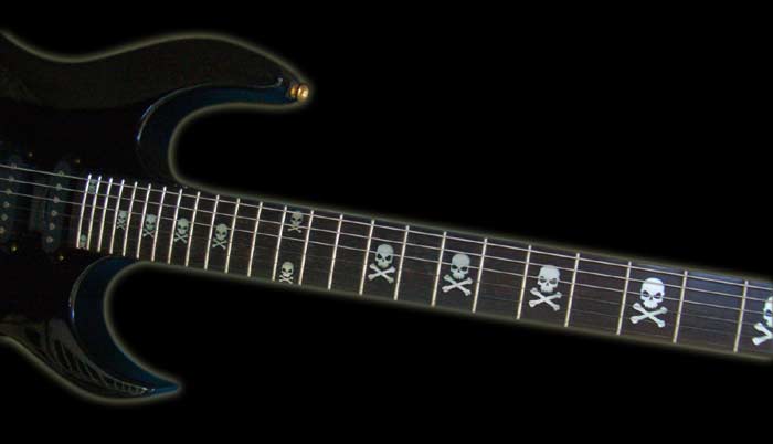 Skull WHITE SILVER GuitarFret Markers Inlay Decal large image 1