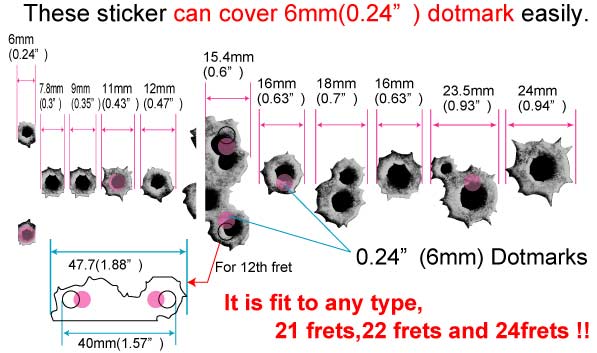 Bullet Holes Guitar Fretboard Markers Inlay Sticker large image 0