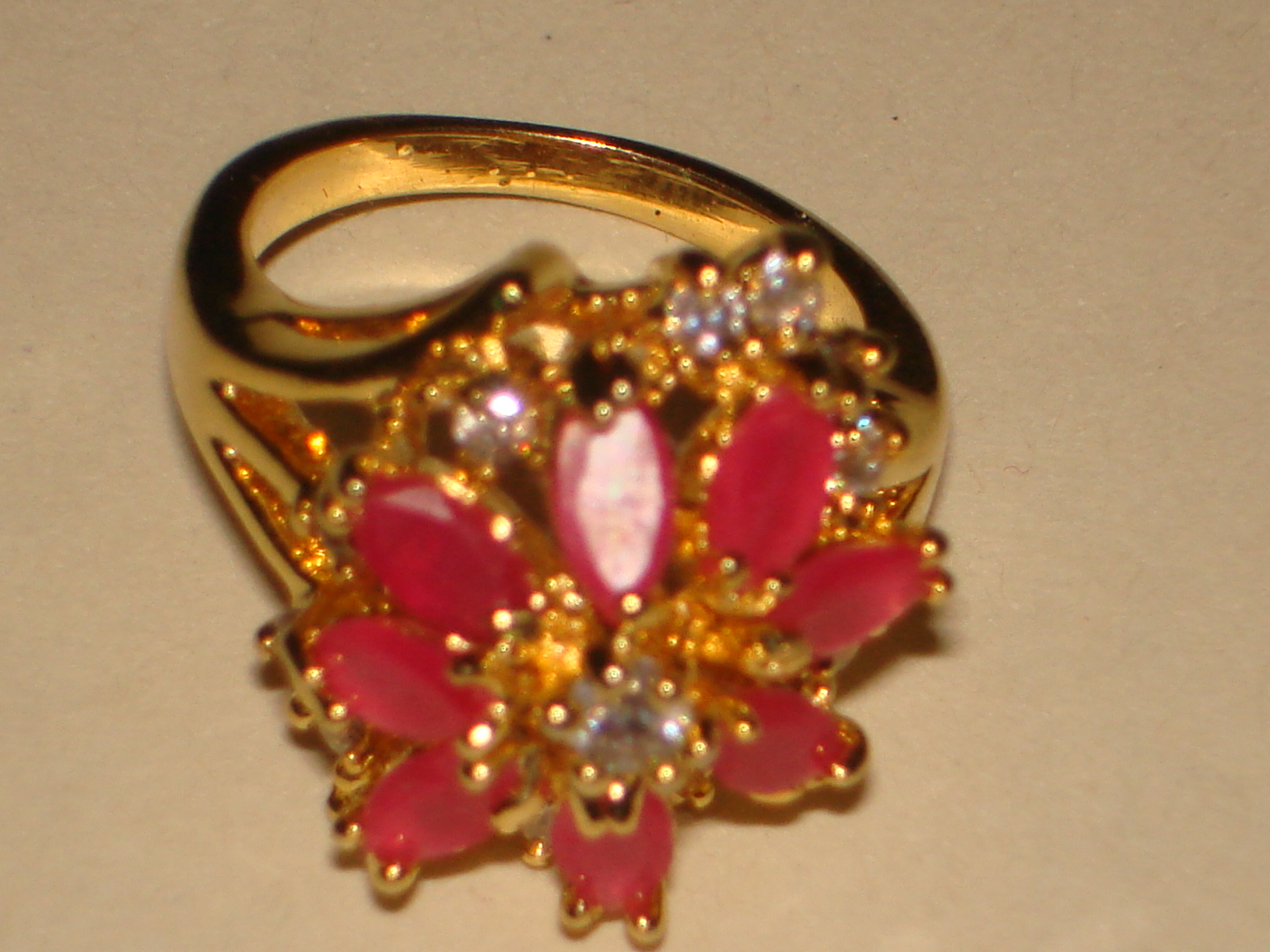 RUBY and CRYSTAL imitation finger ring large image 0