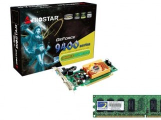 Biostar GeForce 9400 TwinMos DDR2 2GB Ram.