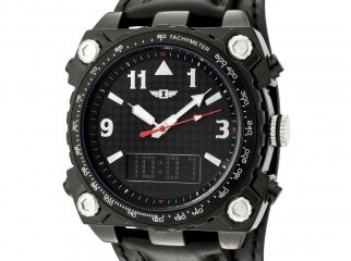 Invicta Black Dial Black Leather Analog Digital