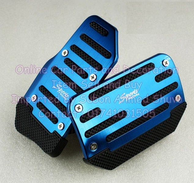 New Auto Pedal 2 Pcs Set Brake Cover Car Blue Black Pad large image 0