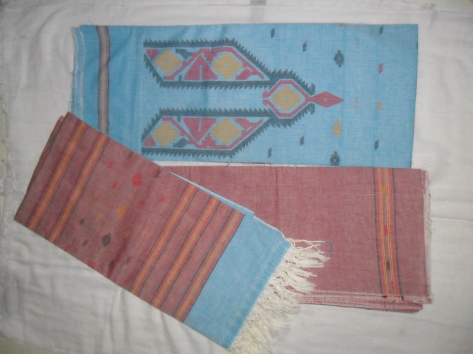 Jamdani Saree and Three Pieces large image 1