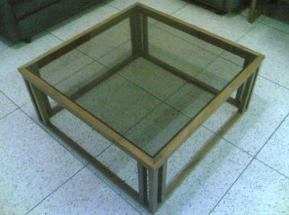 Living room glass centre table 100 teak 