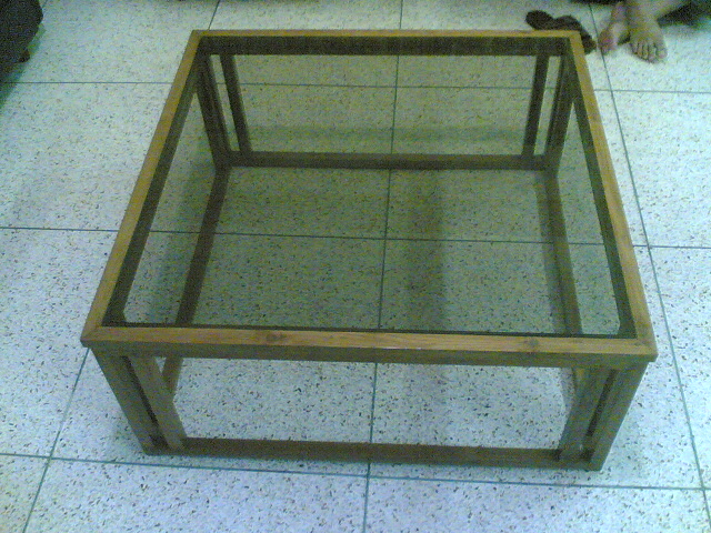 Living room glass centre table 100 teak  large image 0