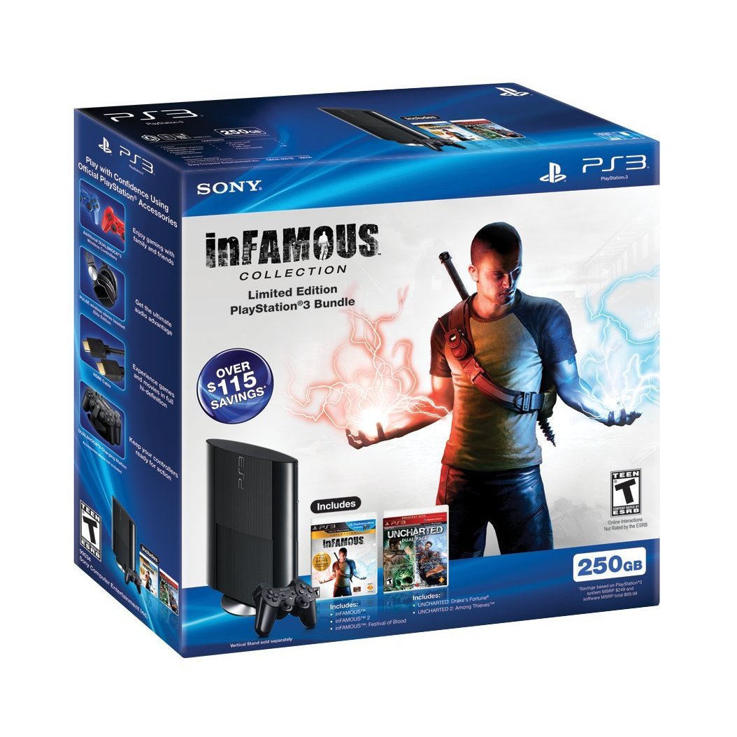 Play Station 3 250GB intact with Uncharted Infamous games large image 0