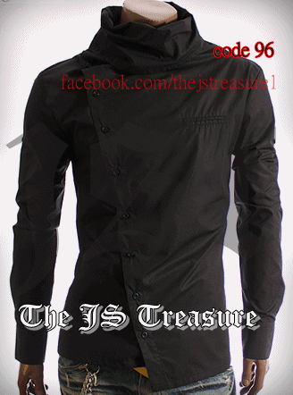 Funnel neck Black shirt for men large image 0