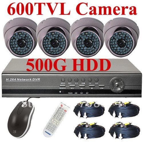 4 Channel DVR H264 with 4 Camera with Full networking large image 0